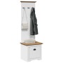 Mueble de entrada con ganchos BODO blanco y marrón 50x40x157 cm