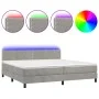 Box spring bed with mattress and LED light gray velvet 200x200 cm by vidaXL, Beds and slatted bases - Ref: Foro24-3134363, Pr...