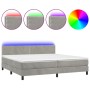 Boxspringbett mit Matratze und hellgrauem LED-Samt 200x200 cm von vidaXL, Betten und Lattenroste - Ref: Foro24-3134363, Preis...