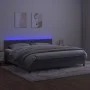 Box spring bed with mattress and LED light gray velvet 200x200 cm by vidaXL, Beds and slatted bases - Ref: Foro24-3134363, Pr...