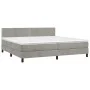 Box spring bed with mattress and LED light gray velvet 200x200 cm by vidaXL, Beds and slatted bases - Ref: Foro24-3134363, Pr...