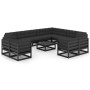 Set de muebles de jardín 13 pzas con cojines madera pino negro