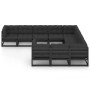 Set de muebles de jardín 10 pzas con cojines madera pino negro