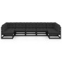 Set de muebles de jardín 7 pzas con cojines madera pino negro