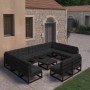 Set de muebles de jardín 10 pzas con cojines madera pino negro