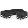 Set de muebles de jardín 9 pzas con cojines madera pino negro