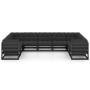 Set de muebles de jardín 9 pzas con cojines madera pino negro