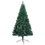 Medio árbol de Navidad con luces y bolas verde 120 cm