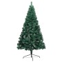 Medio árbol de Navidad con luces y bolas verde 180 cm