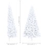 Medio árbol de Navidad con luces y bolas blanco 120 cm