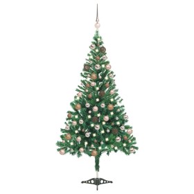 Árbol de Navidad artificial con luces y bolas 230 ramas 120 cm