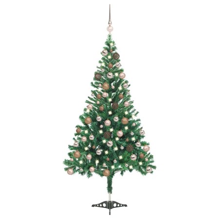 Árbol de Navidad artificial con luces y bolas 230 ramas 120 cm