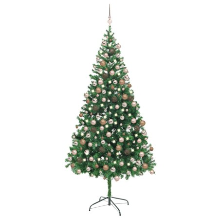 Árbol de Navidad artificial con luces y bolas 910 ramas 210 cm en Arboles de navidad | Comprar online en Foro24