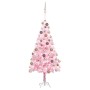 Árbol de Navidad preiluminado con luces y bolas rosa 180 cm