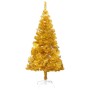 Árbol de Navidad preiluminado con luces y bolas dorado 120 cm