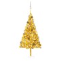 Árbol de Navidad preiluminado con luces y bolas dorado 180 cm