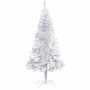 Árbol de Navidad preiluminado con luces y bolas plateado 120 cm