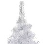 Árbol de Navidad preiluminado con luces y bolas plateado 120 cm