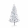 Árbol de Navidad preiluminado con luces y bolas plateado 150 cm