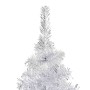 Árbol de Navidad preiluminado con luces y bolas plateado 180 cm