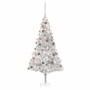 Árbol de Navidad preiluminado con luces y bolas plateado 240 cm