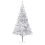 Árbol de Navidad preiluminado con luces y bolas plateado 240 cm