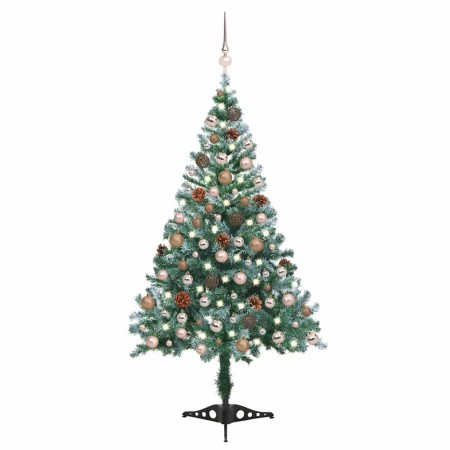 Árbol de navidad glaseado con LEDs, bolas y piñas 150 cm en Arboles de navidad | Comprar online en Foro24