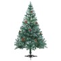 Árbol de navidad glaseado con LEDs, bolas y piñas 150 cm