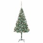 Árbol de Navidad artificial con LEDs, bolas y piñas 180 cm