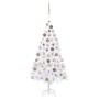 Árbol de Navidad preiluminado con luces y bolas blanco 120 cm