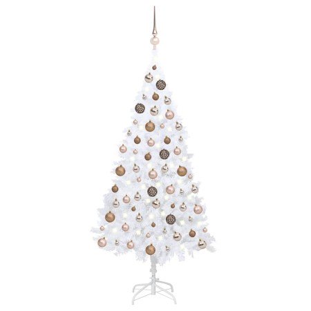 Árbol de Navidad preiluminado con luces y bolas blanco 150 cm en Arboles de navidad | Comprar online en Foro24