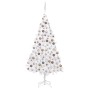 Árbol de Navidad preiluminado con luces y bolas blanco 210 cm