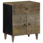Mesita de noche madera maciza de mango gris claro 50x33x60 cm