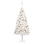 Árbol de Navidad preiluminado con luces y bolas blanco 210 cm