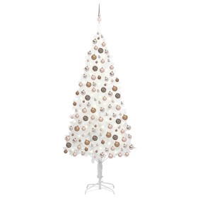 Árbol de Navidad preiluminado con luces y bolas blanco 240 cm