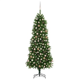 Árbol de Navidad artificial con luces y bolas verde 240 cm
