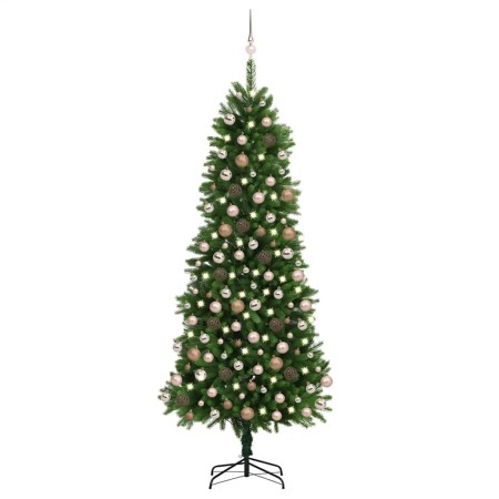 Árbol de Navidad artificial con luces y bolas verde 240 cm