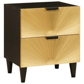 Mesa de Noche con cajón Negro y dorado 40 x 33.5 x 46 cm