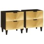 Mesa de Noche con cajón 2 pcs Negro y dorado 40 x 33.5 x 46 cm