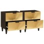 Mesa de Noche con cajón 2 pcs Negro y dorado 40 x 33.5 x 46 cm