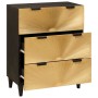 Vitrina Negro y dorado 60 x 33 x 75 cm madera maciza de mango