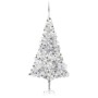 Árbol de Navidad preiluminado con luces y bolas plateado 210 cm