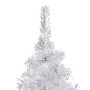 Árbol de Navidad preiluminado con luces y bolas plateado 210 cm