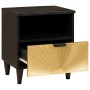Mesa de Noche con cajón 2 pcs Negro y dorado 40 x 33 x 46 cm
