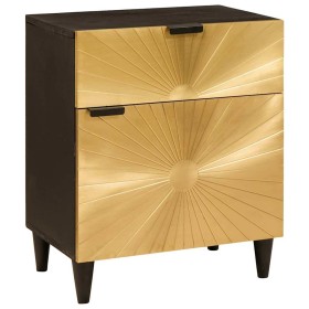 Mesa de Noche con cajón Negro y dorado 50 x 33 x 60 cm