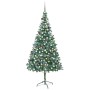 Árbol de Navidad helado con luces, bolas y piñas 210 cm