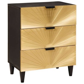 Mesa de Noche con cajón Negro y dorado 50 x 33 x 60 cm