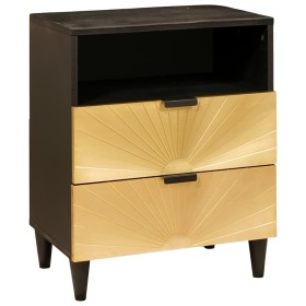 Mesa de Noche con cajón Negro y dorado 50 x 33 x 60 cm