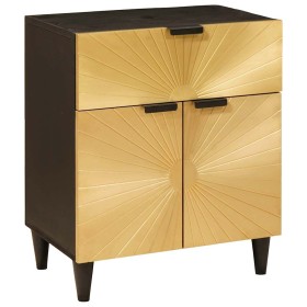 Mesa de Noche con cajón Negro y dorado 50 x 33 x 60 cm