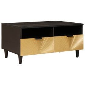 Mesa de Café with Drawer Negro y dorado 80 x 54 x 40 cm